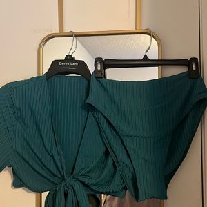 3 piece bathing suit teal